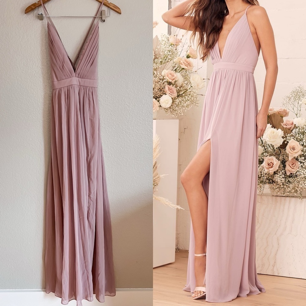 NWOT Ballroom Bliss Dusty Lilac Pleated Maxi Dress